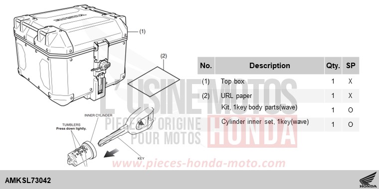 KIT,TOP BOX(AL) de Africa Twin DCT GRAND PRIX RED (R380B) 2024
